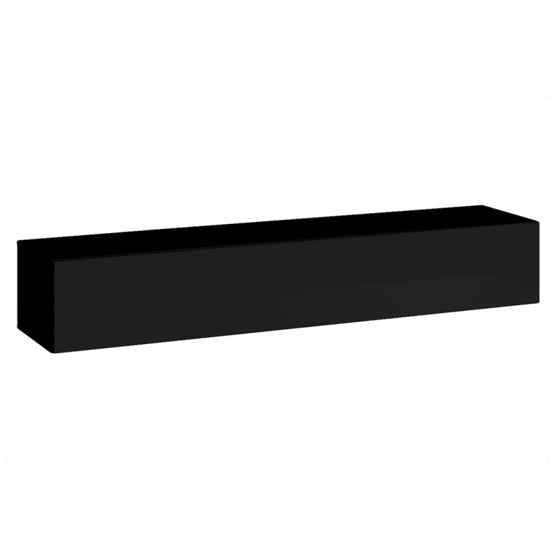 Meuble TV suspendu 180cm coloris noir collection SWITCH. Finitions brillantes.