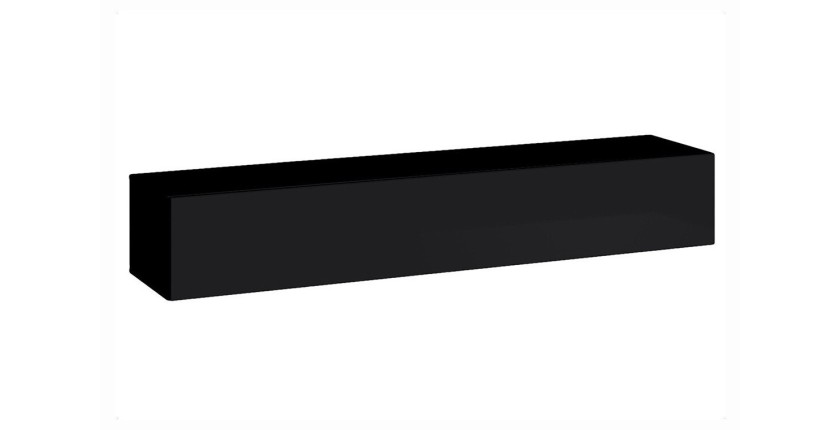 Meuble TV suspendu 180cm coloris noir collection SWITCH. Finitions brillantes.