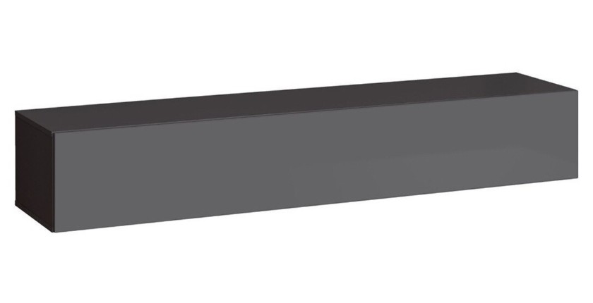 Meuble TV suspendu 180cm coloris gris collection SWITCH. Finitions brillantes.