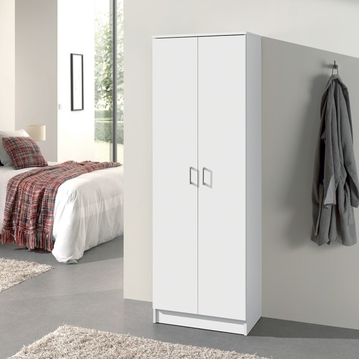 Armoire de rangement, collection STAN, 2 portes, coloris blanc,  idéal pour votre entrée, salle de bain ou buanderie.