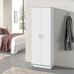 Armoire de rangement, collection STAN, 2 portes, coloris blanc,  idéal pour votre entrée, salle de bain ou buanderie.