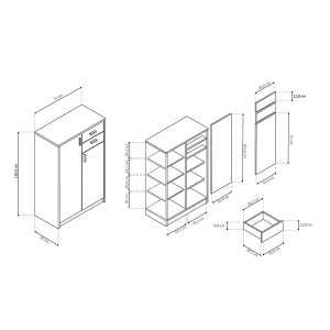 Commode  TOLLY 2 portes, 2 tiroirs, 110cm coloris chêne sonoma