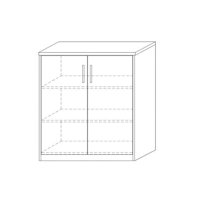 Commode SPACI 2 portes 84cm coloris chêne gris