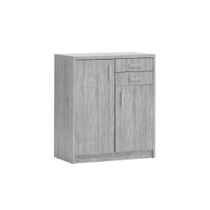 Commode SPACI 2 portes 2 tiroirs 84cm coloris chêne gris