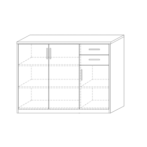 Commode SPACI 3 portes 2 tiroirs 84cm chêne gris