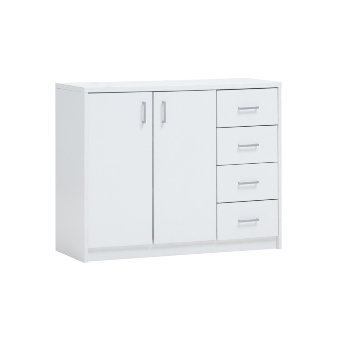 Commode SPACI 2 portes 4 tiroirs 84cm coloris blanc