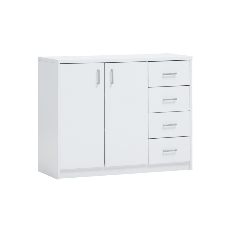 Commode SPACI 2 portes 4 tiroirs 84cm coloris blanc