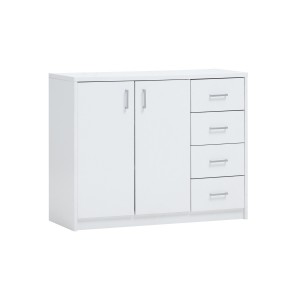 Commode SPACI 2 portes 4 tiroirs 84cm coloris blanc