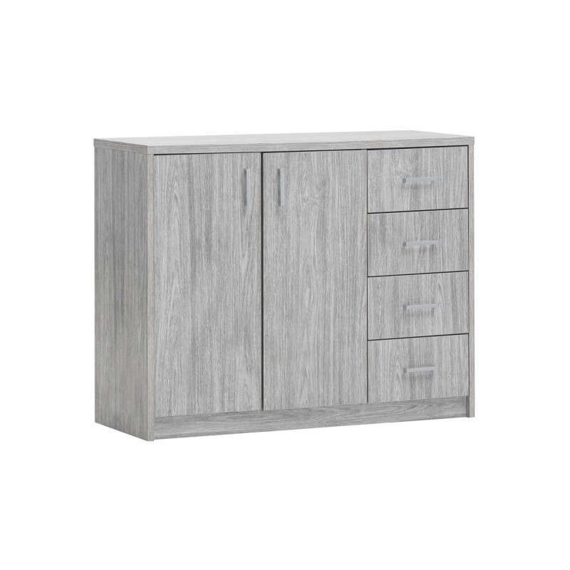 Commode SPACI 2 portes 4 tiroirs 84cm coloris chêne gris