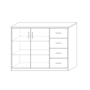 Commode SPACI 2 portes 4 tiroirs 84cm coloris chêne gris