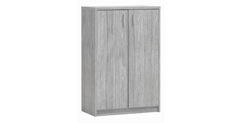 Commode SPACI 2 portes 110cm coloris chêne gris