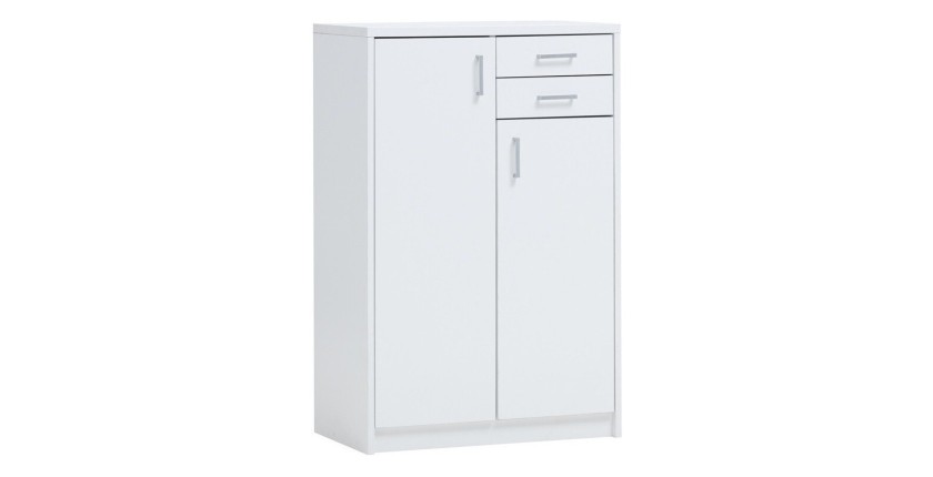 Commode SPACI 2 portes 2 tiroirs 110cm coloris blanc