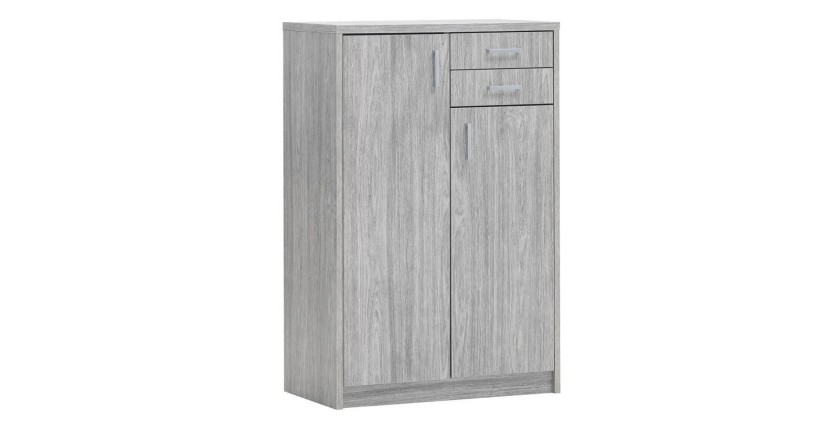 Commode SPACI 2 portes 2 tiroirs 110cm coloris chêne gris