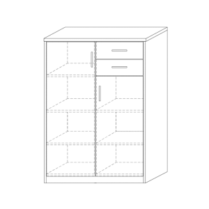 Commode SPACI 2 portes 2 tiroirs 110cm coloris chêne gris