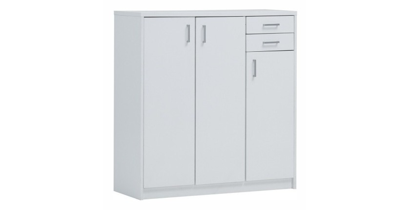 Commode SPACI 3 portes 2 tiroirs 110cm blanc