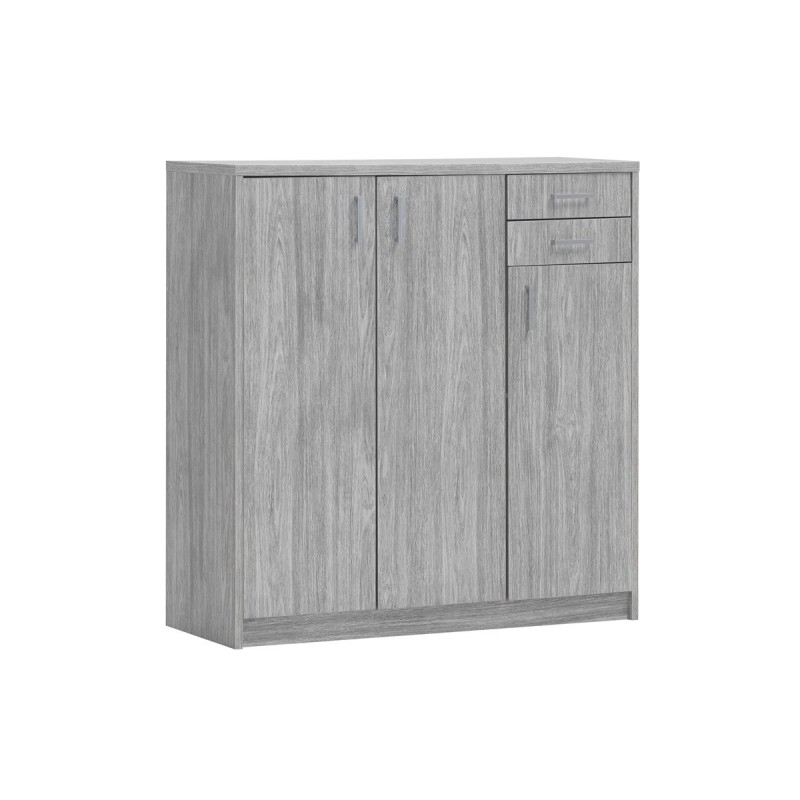 Commode SPACI 3 portes 2 tiroirs 110cm chêne gris