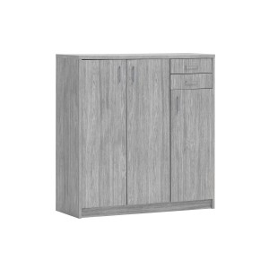 Commode SPACI 3 portes 2 tiroirs 110cm chêne gris