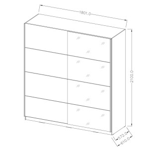 Chambre à coucher EOS : Armoire 180cm, Lit 160x200, commode, chevets. Couleur blanc mat