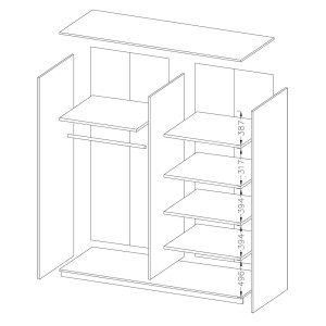 Chambre à coucher EOS : Armoire 180cm, Lit 160x200, commode, chevets. Couleur blanc mat