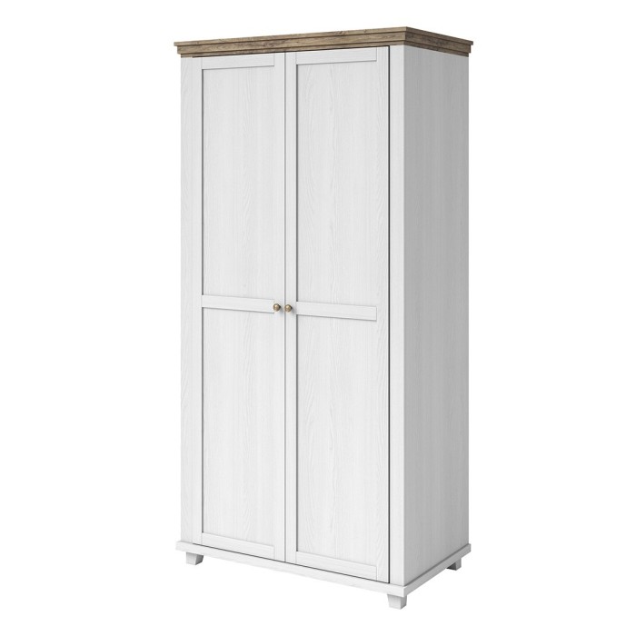 Armoire 110x220 avec 2 portes. Coloris blanc et chêne. Collection ASSIA