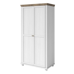 Armoire 110x220 avec 2 portes. Coloris blanc et chêne. Collection ASSIA