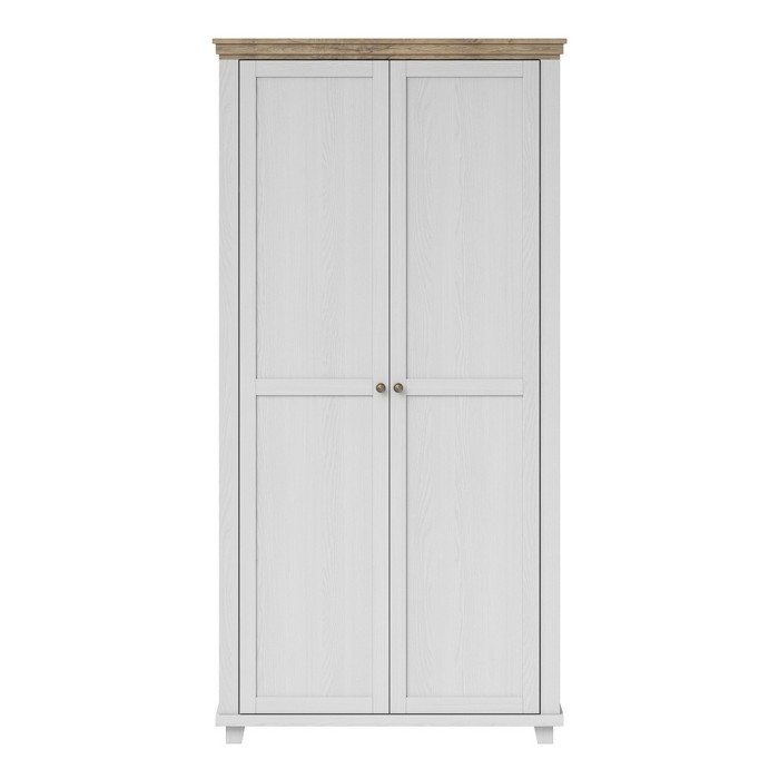 Armoire 110x220 avec 2 portes. Coloris blanc et chêne. Collection ASSIA
