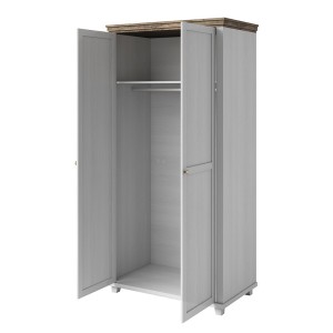 Armoire 110x220 avec 2 portes. Coloris blanc et chêne. Collection ASSIA