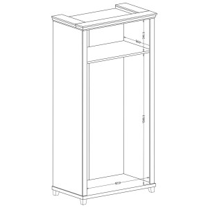 Armoire 110x220 avec 2 portes. Coloris blanc et chêne. Collection ASSIA
