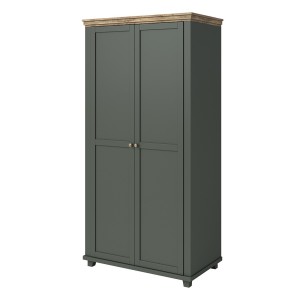 Armoire 110x220 avec 2 portes. Coloris vert et chêne. Collection ASSIA