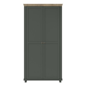 Armoire 110x220 avec 2 portes. Coloris vert et chêne. Collection ASSIA