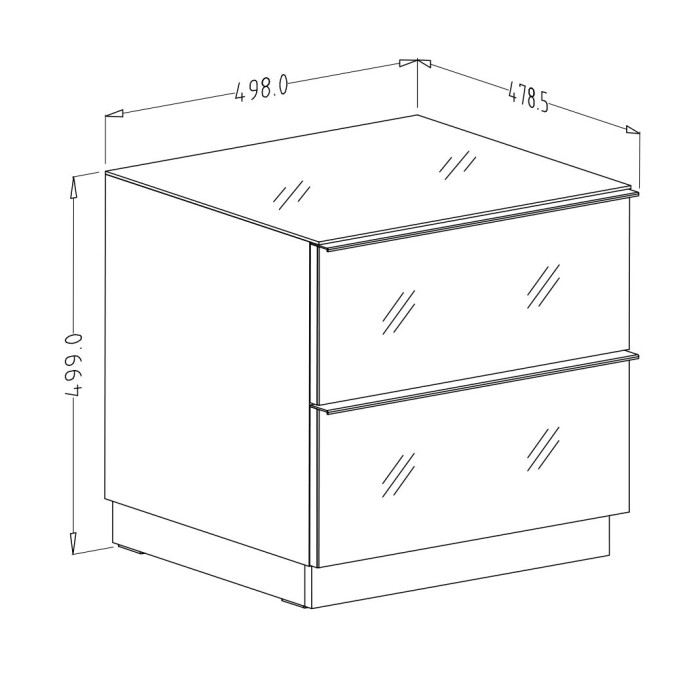 Petit Meuble TV ou meuble d'appoint 50cm collection ZANTE avec 2 tiroirs. Couleur noir brillant pailleté