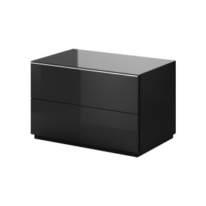Meuble TV ou meuble d'appoint 80cm collection ZANTE avec 2 tiroirs. Couleur noir brillant pailleté