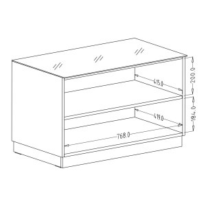 Meuble TV ou meuble d'appoint 80cm collection ZANTE avec 2 tiroirs. Couleur noir brillant pailleté