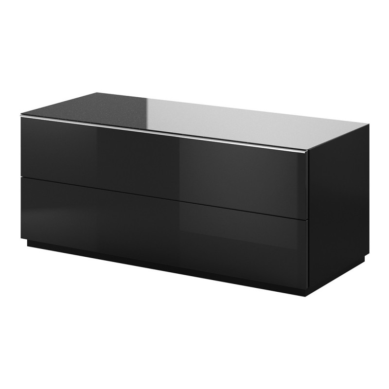 Meuble TV 120cm collection ZANTE avec 1porte. Couleur noir brillant pailleté