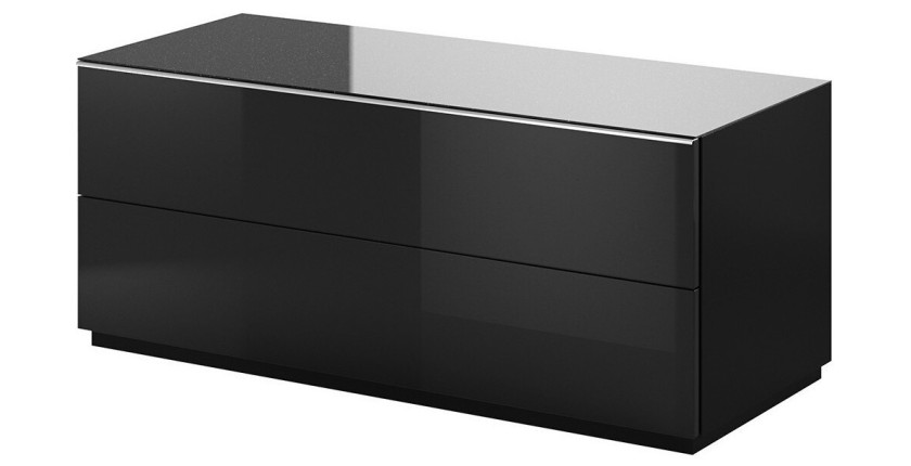 Meuble TV 120cm collection ZANTE avec 1porte. Couleur noir brillant pailleté