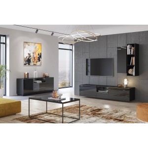 Étagère suspendue collection ZANTE. Coloris noir brillant pailleté.