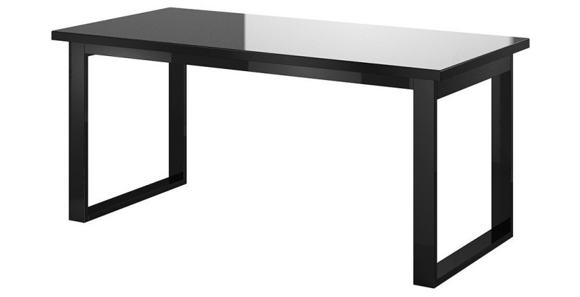 Table extensible 10 personnes pour salle à manger Collection ZANTE. Coloris noir brillant pailleté.