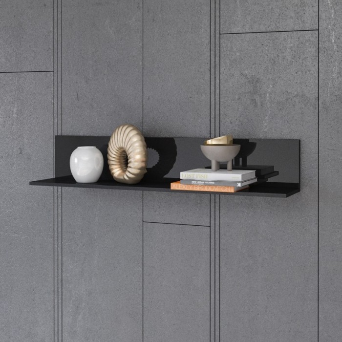 Ensemble de 6 meubles de salon collection ZANTE. Couleur noir brillant pailleté.