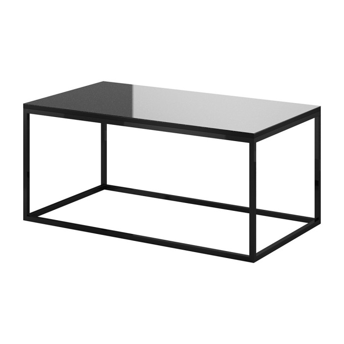 Ensemble de 5 meubles de salon collection ZANTE. Couleur noir brillant pailleté.