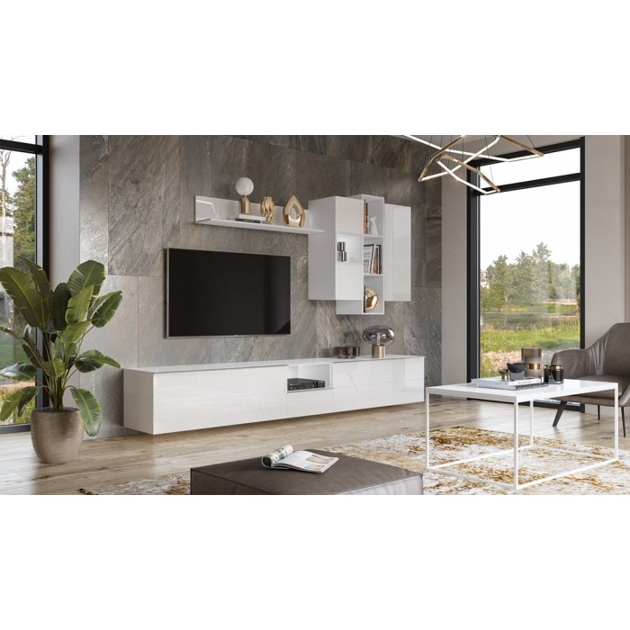 Etagère 120cm collection ZANTE. Coloris blanc brillant.