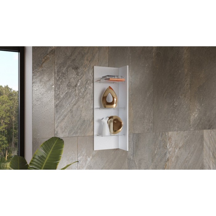 Étagère verticale avec éclairage LED intégré collection ZANTE. Coloris blanc brillant.