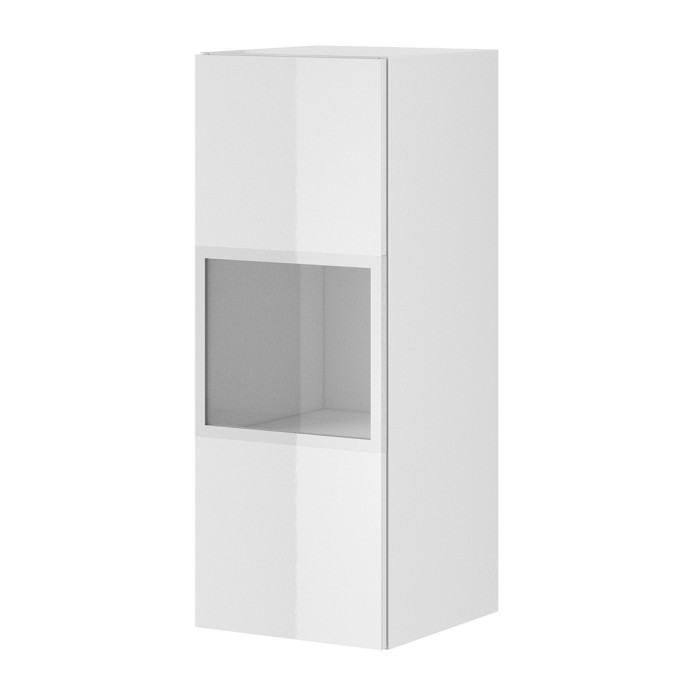 Vitrine suspendue, 1 porte vitrée avec LED intégrée collection ZANTE. Coloris blanc brillant.