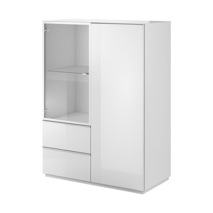 Buffet haut collection ZANTE. LED intégrées. Coloris blanc brillant.