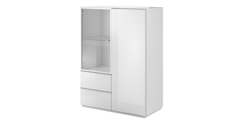 Buffet haut collection ZANTE. LED intégrées. Coloris blanc brillant.