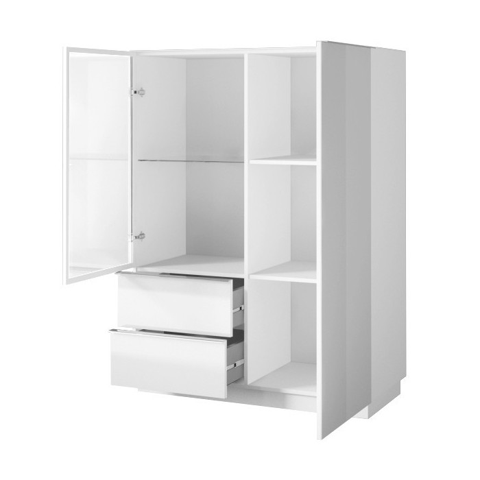 Buffet haut collection ZANTE. LED intégrées. Coloris blanc brillant.