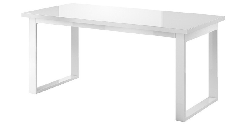 Table extensible 10 personnes pour salle à manger Collection ZANTE. Coloris blanc brillant.