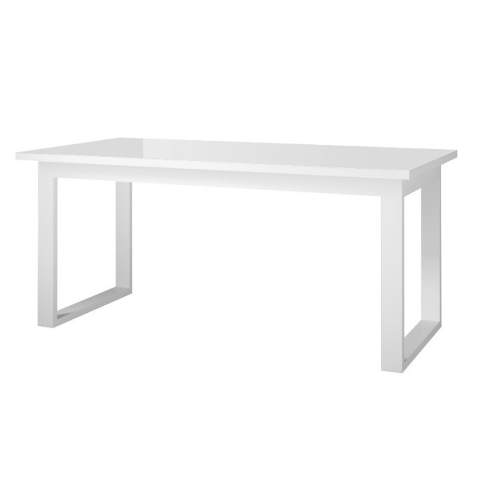 Table extensible 10 personnes pour salle à manger Collection ZANTE. Coloris blanc brillant.