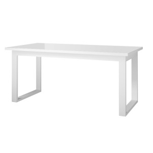 Table extensible 10 personnes pour salle à manger Collection ZANTE. Coloris blanc brillant.