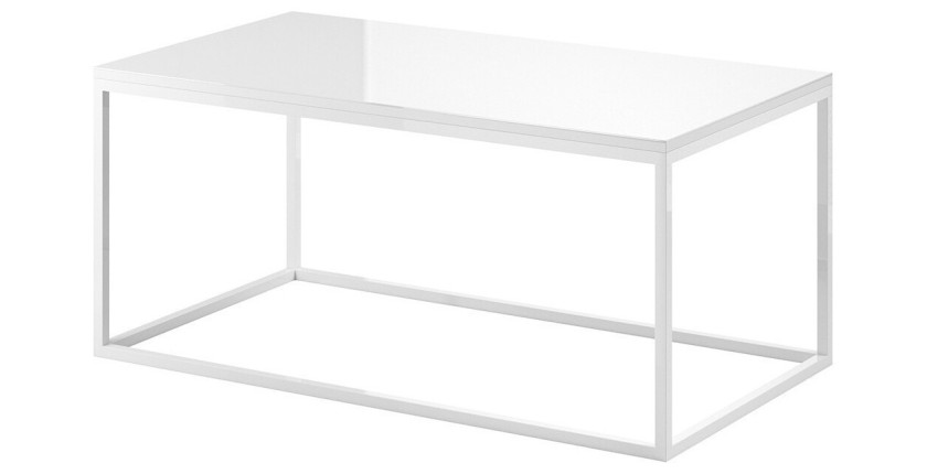 Table basse design collection ZANTE. Couleur blanc brillant.