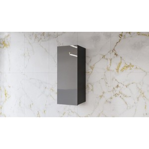 Vitrine suspendue 1 porte collection ZANTE. Coloris noir et gris brillant.